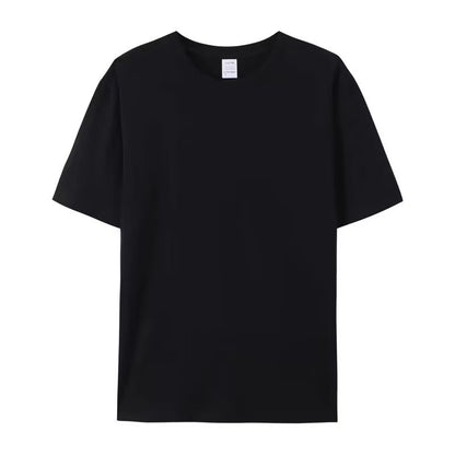 Camiseta básica holgada informal de color liso con cuello redondo para mujer