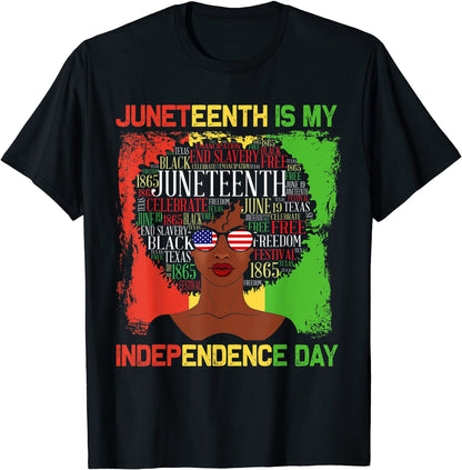 Camiseta informal con estampado de letras Juneteenth para mujer