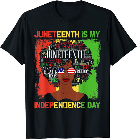 Camiseta informal con estampado de letras Juneteenth para mujer