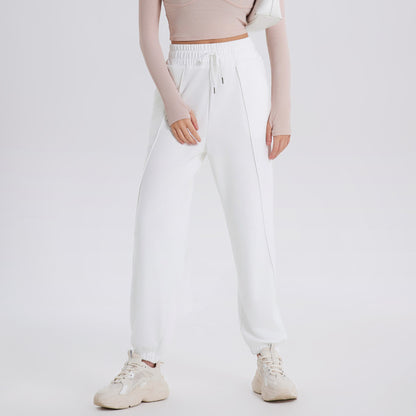 Women Fashion Casual Solid Color Drawstring Jogger Pants