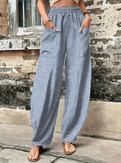 Women Casual Printed Pocket Loose Pants