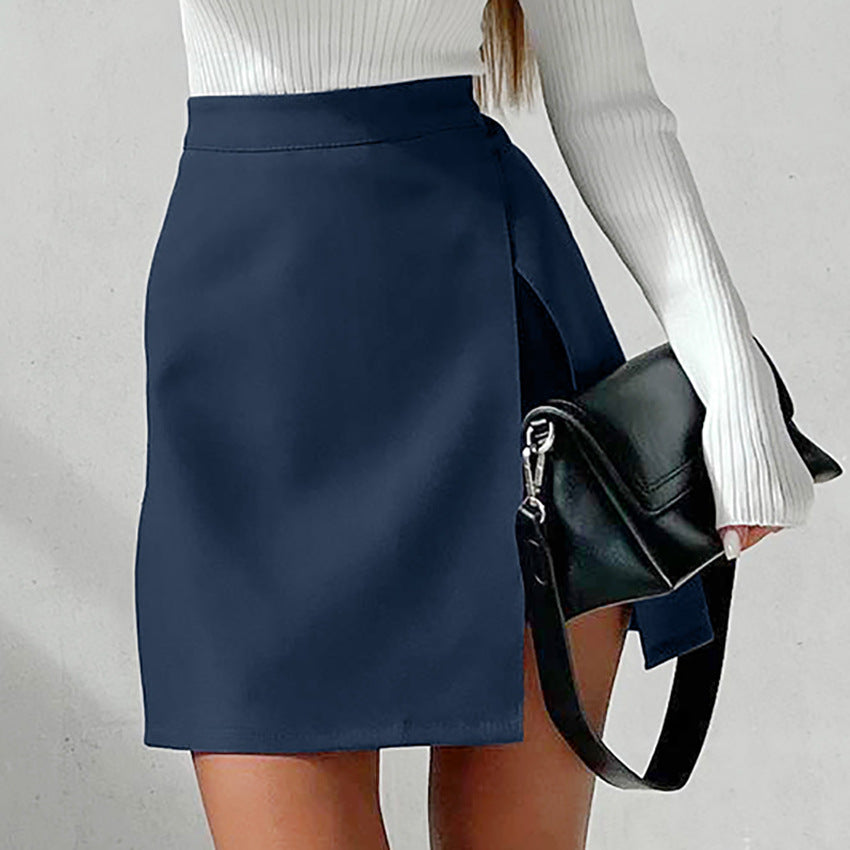 Women Fashion Casual High Waist A- Line Split Skirt