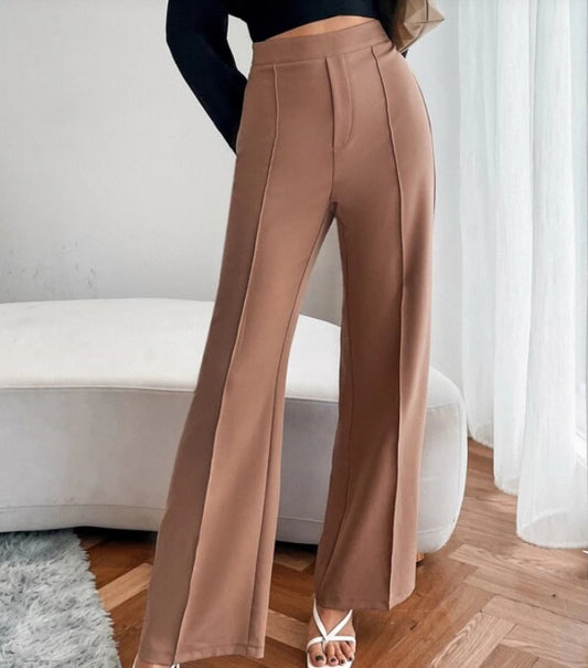Pantalones de cintura alta para mujer, sencillos, informales, de color liso y cadera