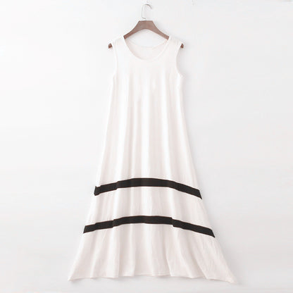 Women Casual Color Matching Sleeveless Loose Sundress