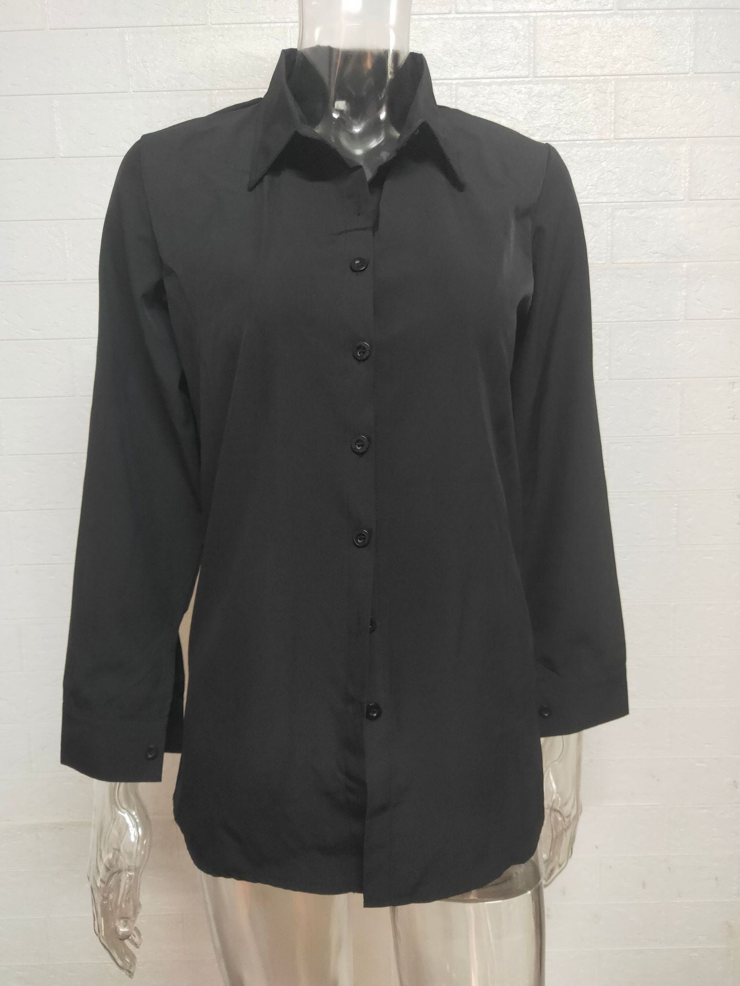 Camisa informal de manga larga con solapa y estampado de rayas de leopardo para mujer