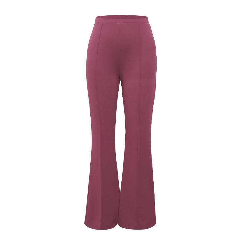 Women Fashion Casual Solid Color Wide Leg Micro-Flared Pants