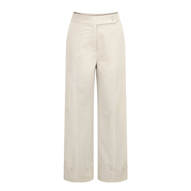 Women Fashion Casual Solid Color Leg Pants