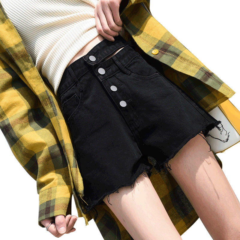 Women Fashion Casual Casual Raw Edge Denim Shorts