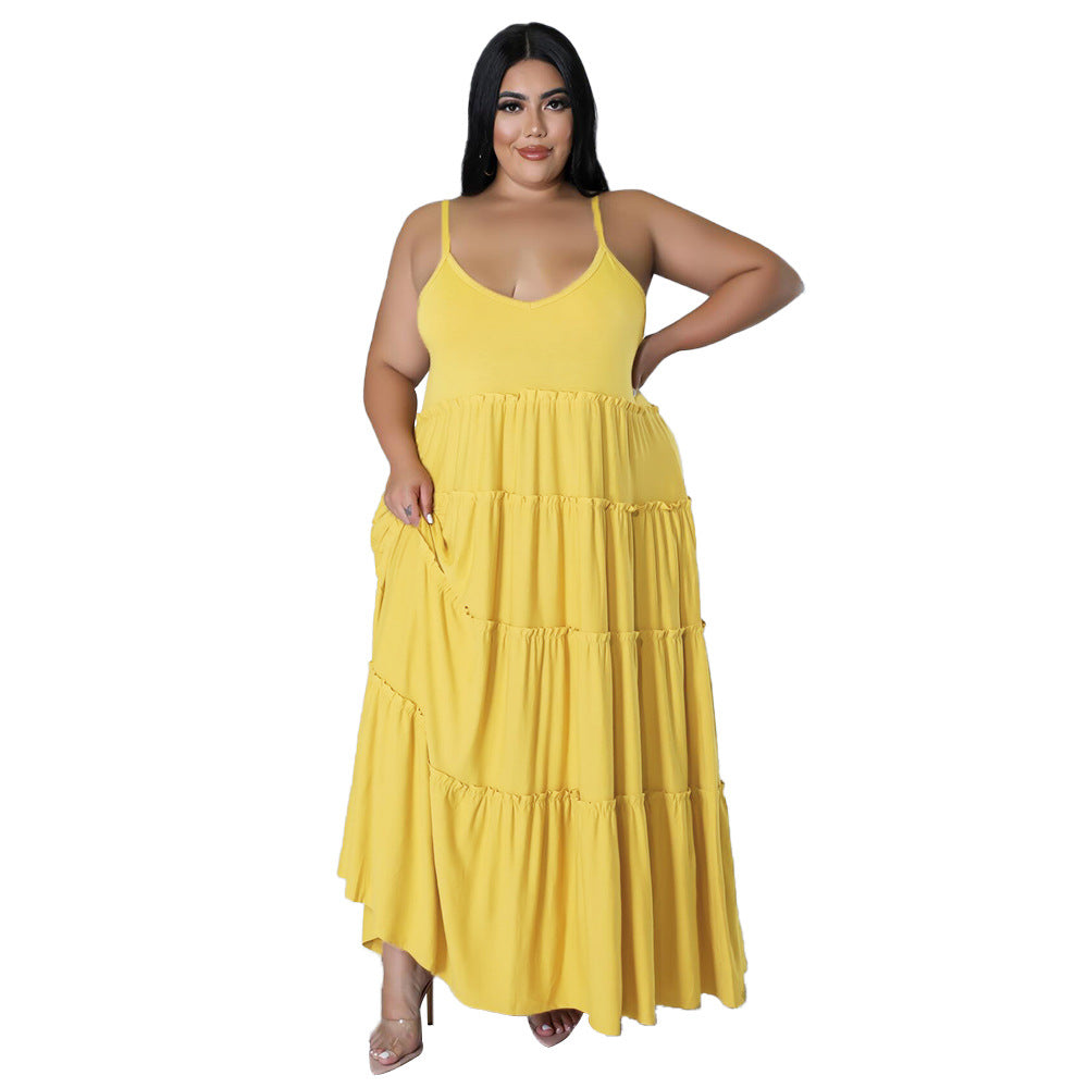 Vestido informal de verano para mujer, talla grande, holgado, color liso