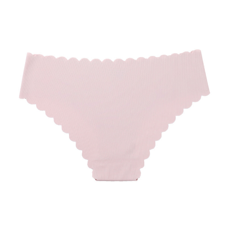 Women Casual Basic Mid-waist Breathable Ruffled Irregular Hem Panty