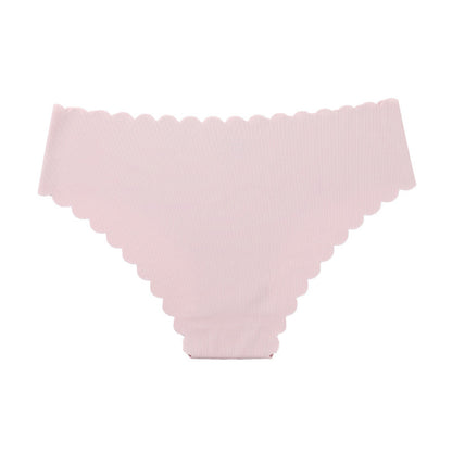 Women Casual Basic Mid-waist Breathable Ruffled Irregular Hem Panty