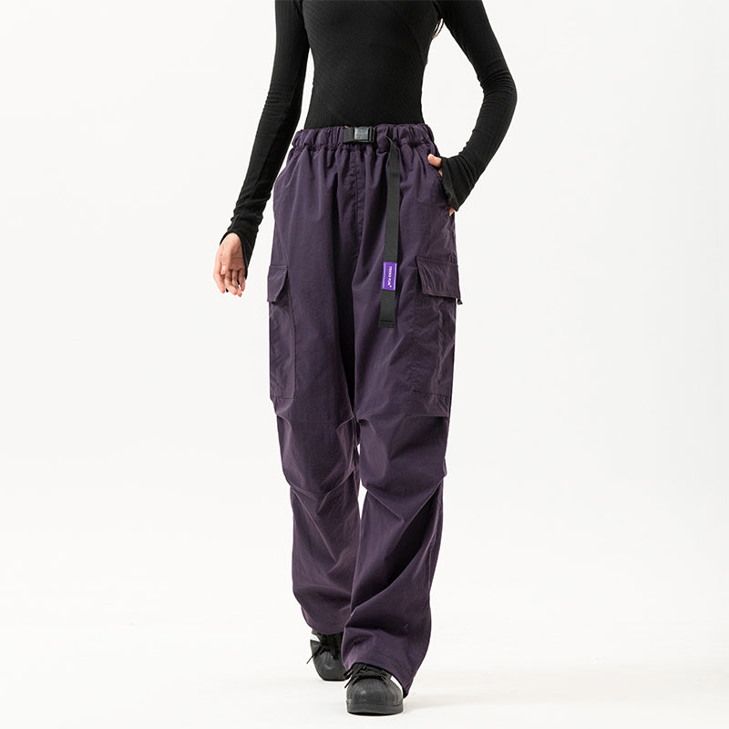Fashion Women Multi-Pocket High Waist Wide Leg Casual Cargo Pants