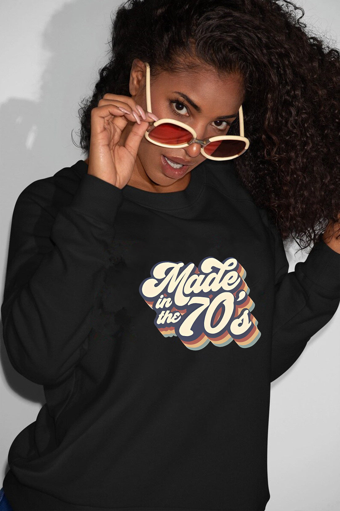 Sudadera informal de manga larga con estampado de letras para mujer