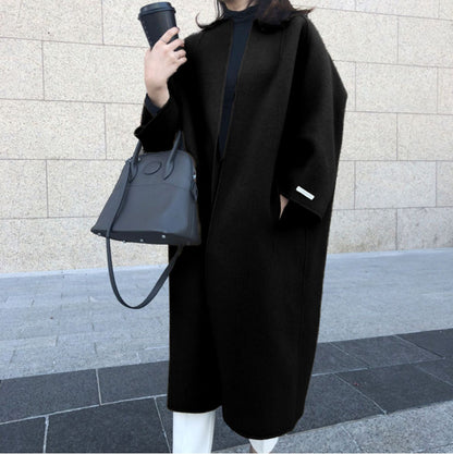 Abrigo informal elegante básico de invierno para mujer, color liso