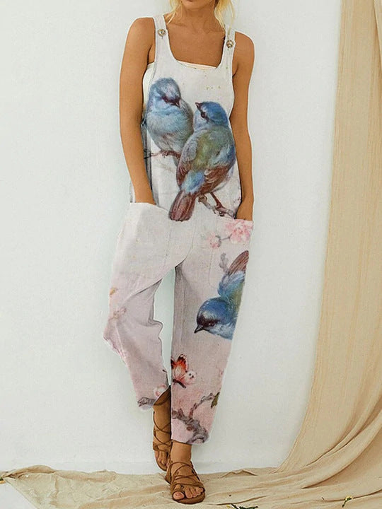 Summer Women Fashion Casual Abstract Printed Strap Jumpsuits