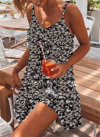 Vestido mini informal, sexy, con estampado de leopardo, holgado, bohemio, de verano para mujer