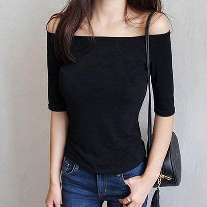 Camiseta informal con hombros descubiertos para mujer