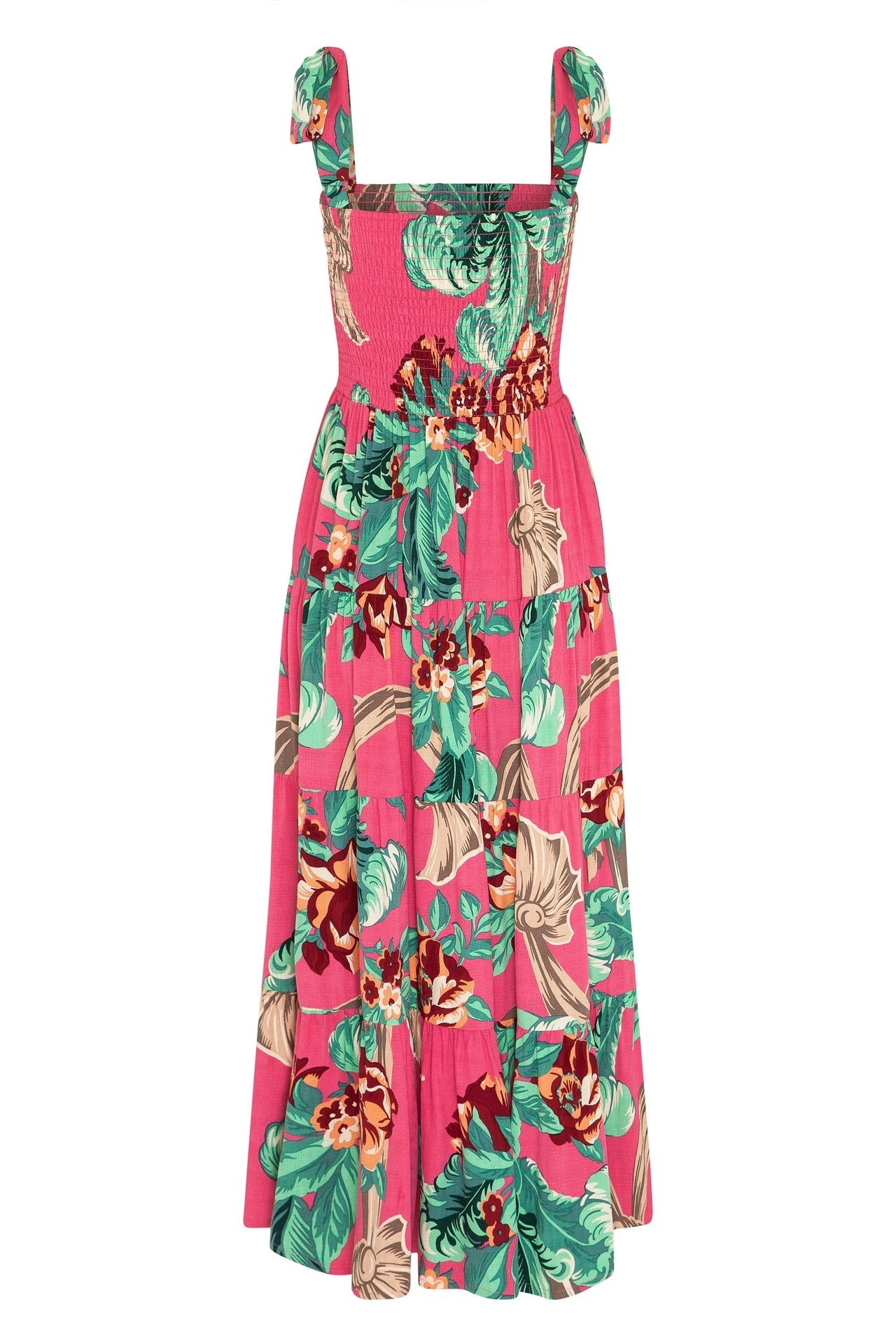 Women Casual Floral Printing Lace-Up Maxi Camisole Dress
