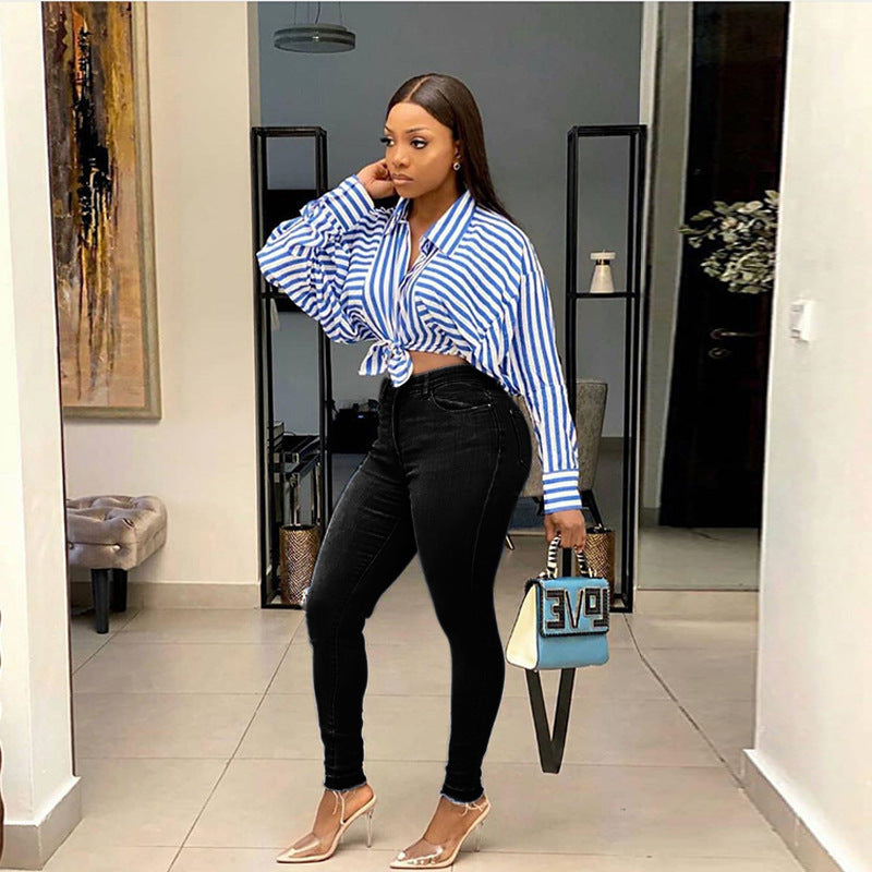 Vaqueros ajustados básicos casuales de color sólido para mujer