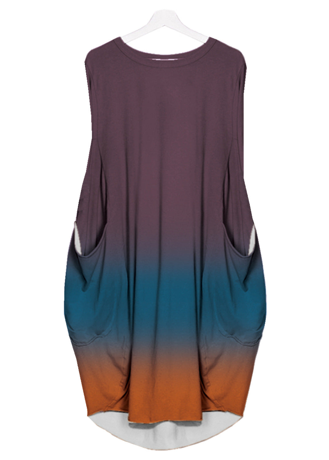 Women Casual Gradient Color Printed High Waist Plus Size Sleeveless Dress