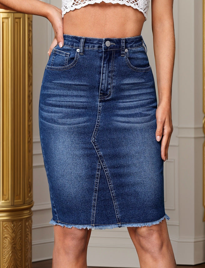 Women Fashion Casual High Waist Denim Skirt