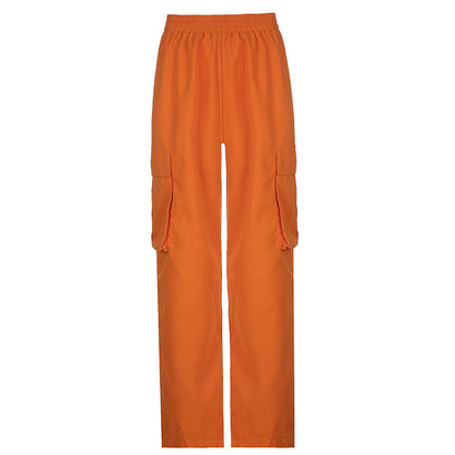 Pantalones cargo casuales de color sólido a la moda para mujer