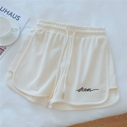 Cotton Sports Women Summer Loose Pajama High Waist Casual Wide Leg Shorts