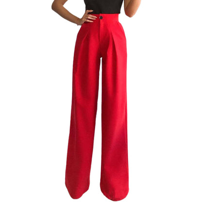 Pantalones anchos casuales de color liso a la moda para mujer