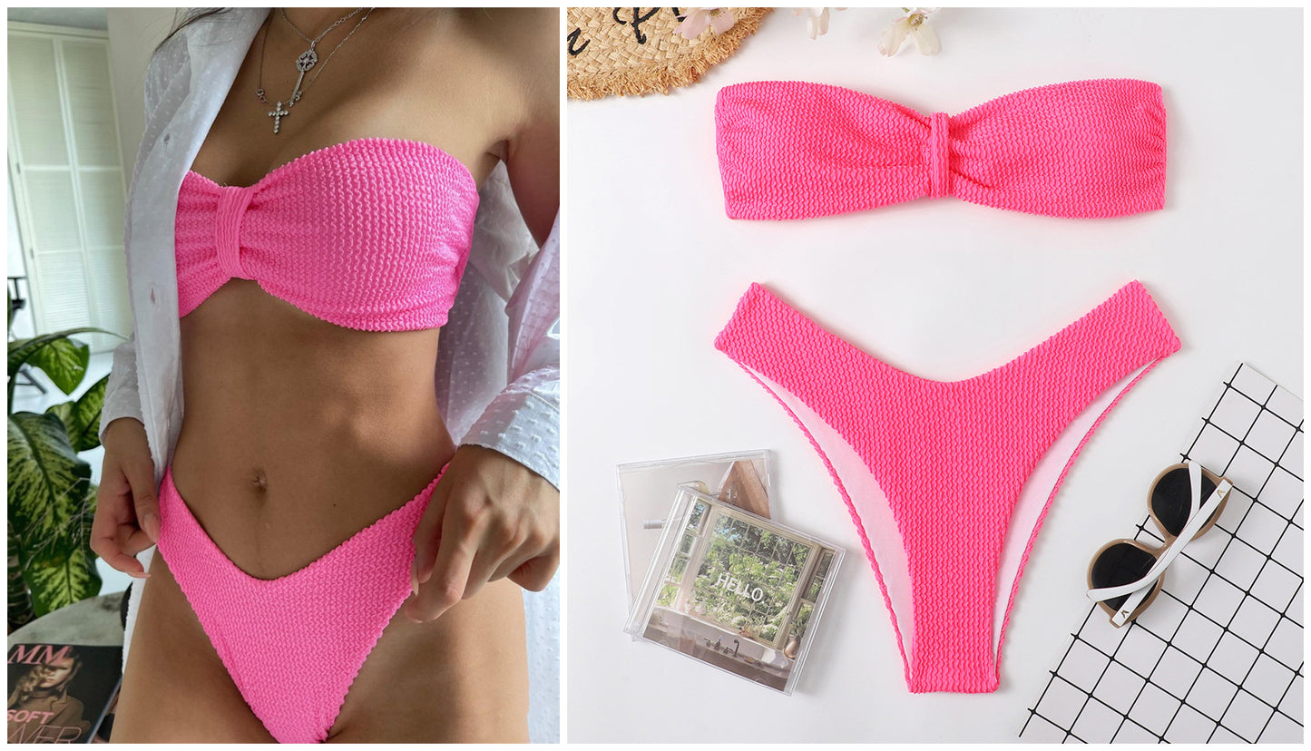 Conjunto de bikini de 2 piezas para mujer, traje de baño de cintura baja, informal