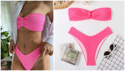 Conjunto de bikini de 2 piezas para mujer, traje de baño de cintura baja, informal