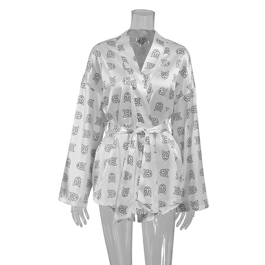 Conjunto de pijama informal de manga larga con estampado de moda para mujer