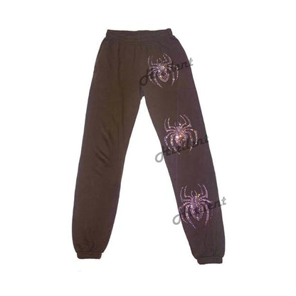 Pantalones deportivos casuales, atrevidos y de cintura alta con diamantes de imitación para mujer