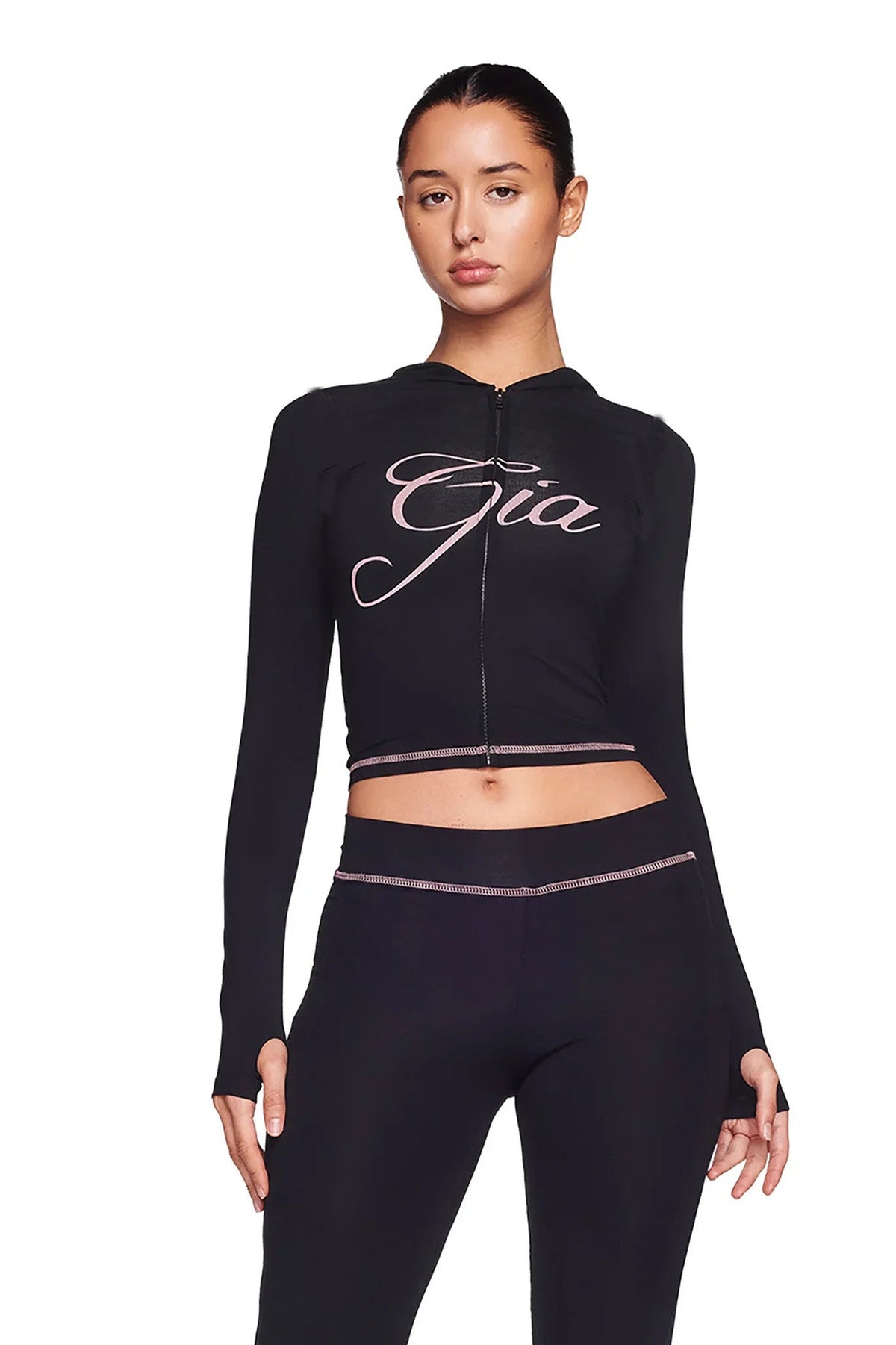 Conjunto de dos piezas de pantalones casuales de cintura alta sin tirantes con estampado en caliente para mujer