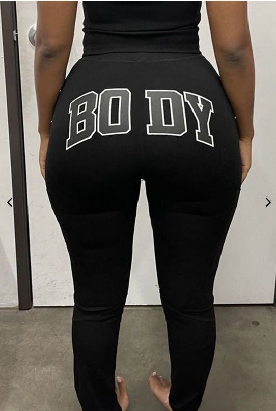 Women Fashion Casual BODY Hot Stamping Double Sanding Naked Casual Pants