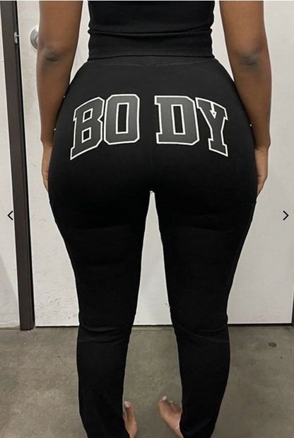 Women Fashion Casual BODY Hot Stamping Double Sanding Naked Casual Pants