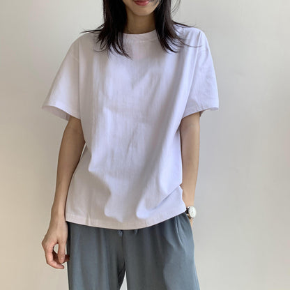 Camiseta informal de verano para mujer, color liso, cuello redondo, manga corta, sin mangas