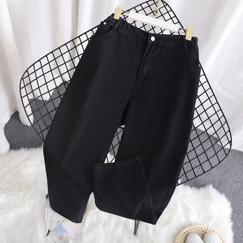 Vaqueros desgastados de cintura alta informales a la moda para mujer, tallas grandes