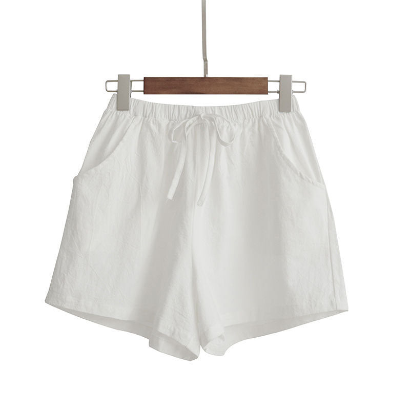 Women Casual Loose High Waist Solid Color Wide-Leg Shorts