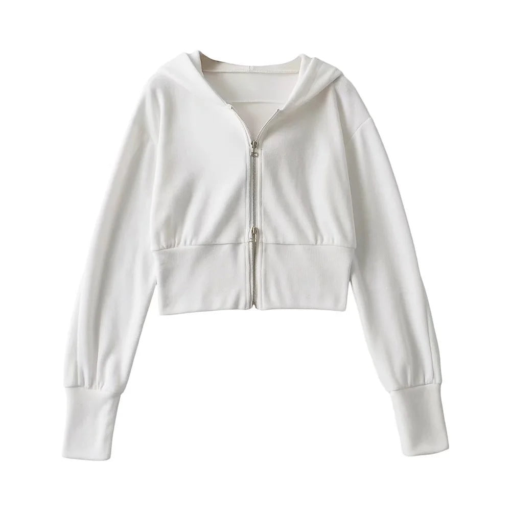 Sudadera con capucha de manga larga con cremallera doble holgada informal a la moda para mujer