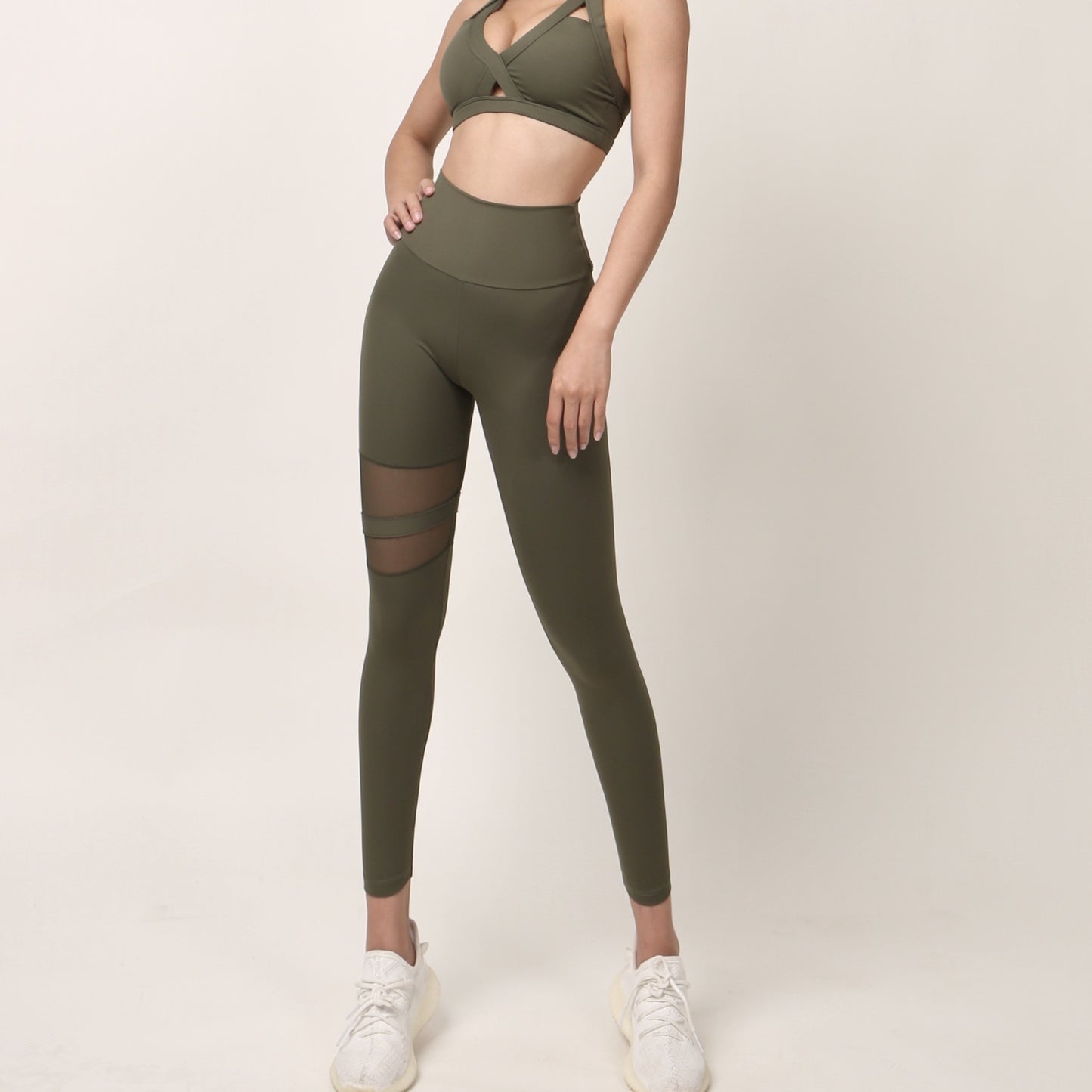 Fashion Casual Women'S Tight See-Through Sports High-Waist Spliced Pants