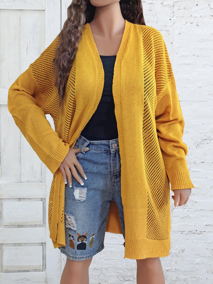 Chaqueta de manga larga tipo cárdigan de punto informal a la moda para mujer