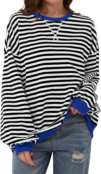 Women Casual Stripe Loose Sweatshirts