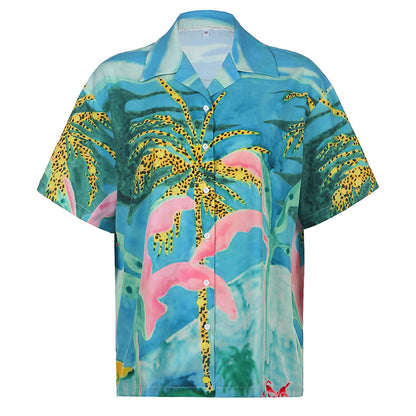 Blusa informal holgada de manga corta con un solo pecho para mujer, estilo atrevido, para vacaciones de verano