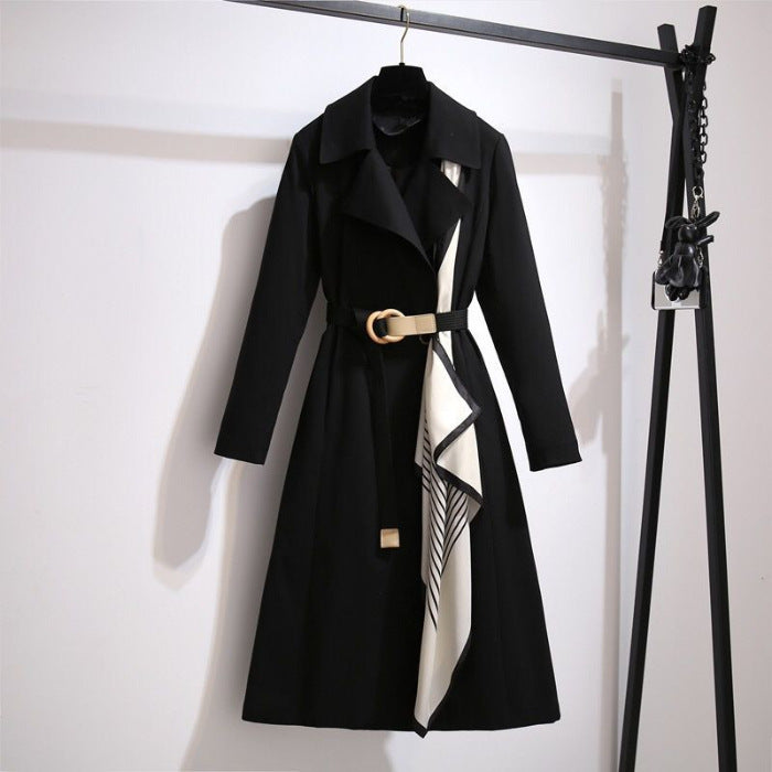 Gabardina de manga larga ajustada, elegante, informal, de color liso para mujer