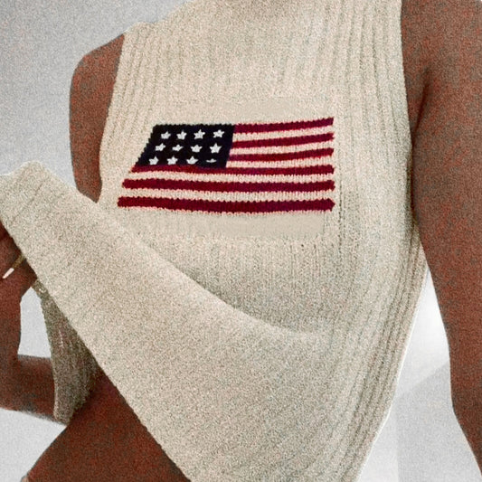 Chaleco de punto con la bandera del Día de la Independencia de Estados Unidos para mujer