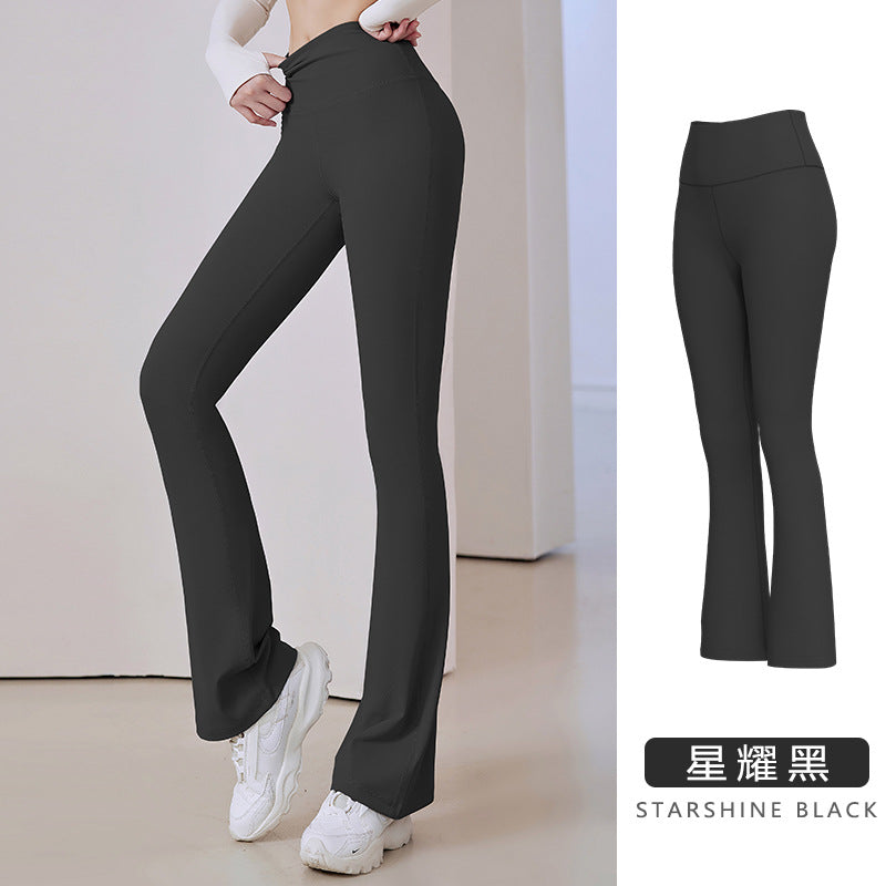 Pantalones deportivos acampanados de cintura alta, transpirables, de secado rápido y ajustados para mujer, para fitness y yoga.