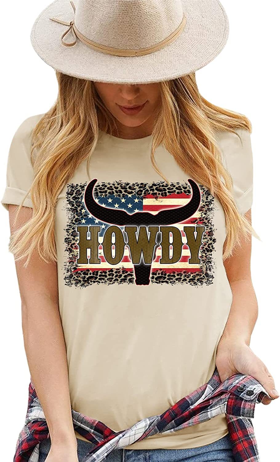 Camiseta de manga corta con cuello redondo y estampado de Tauro para mujer, estilo informal de verano occidental