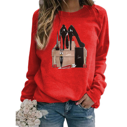 Sudadera con capucha de manga larga y cuello redondo con estampado informal a la moda para mujer