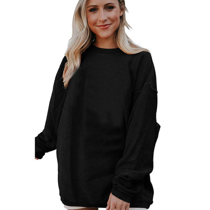 Sudadera informal holgada de manga larga con cuello redondo para mujer de otoño e invierno