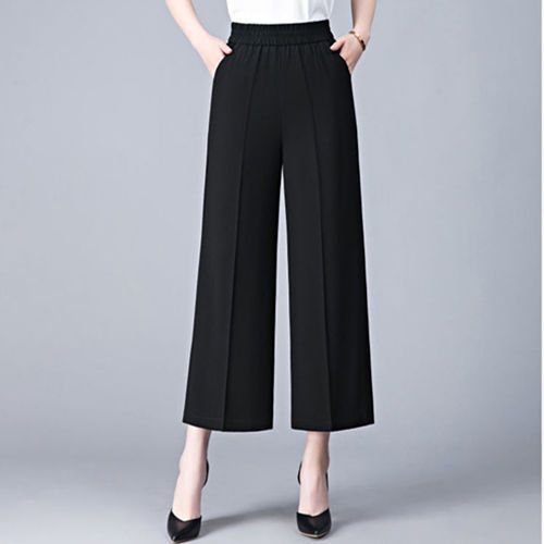 Women'S Casual Solid Color High-Waist Wide-Leg Pants
